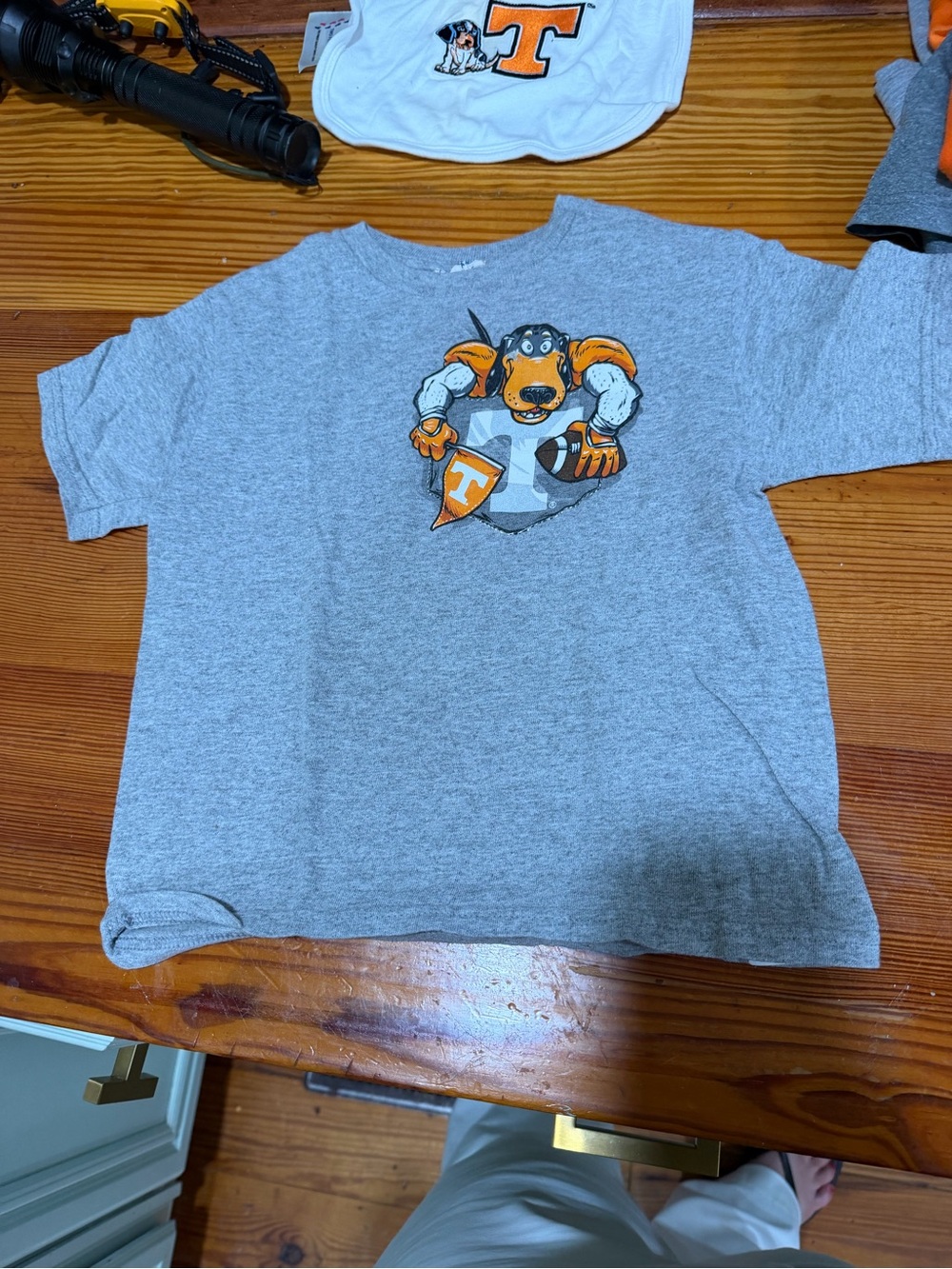 Kids Grey T-Shirt with Orange Mascot Graphic